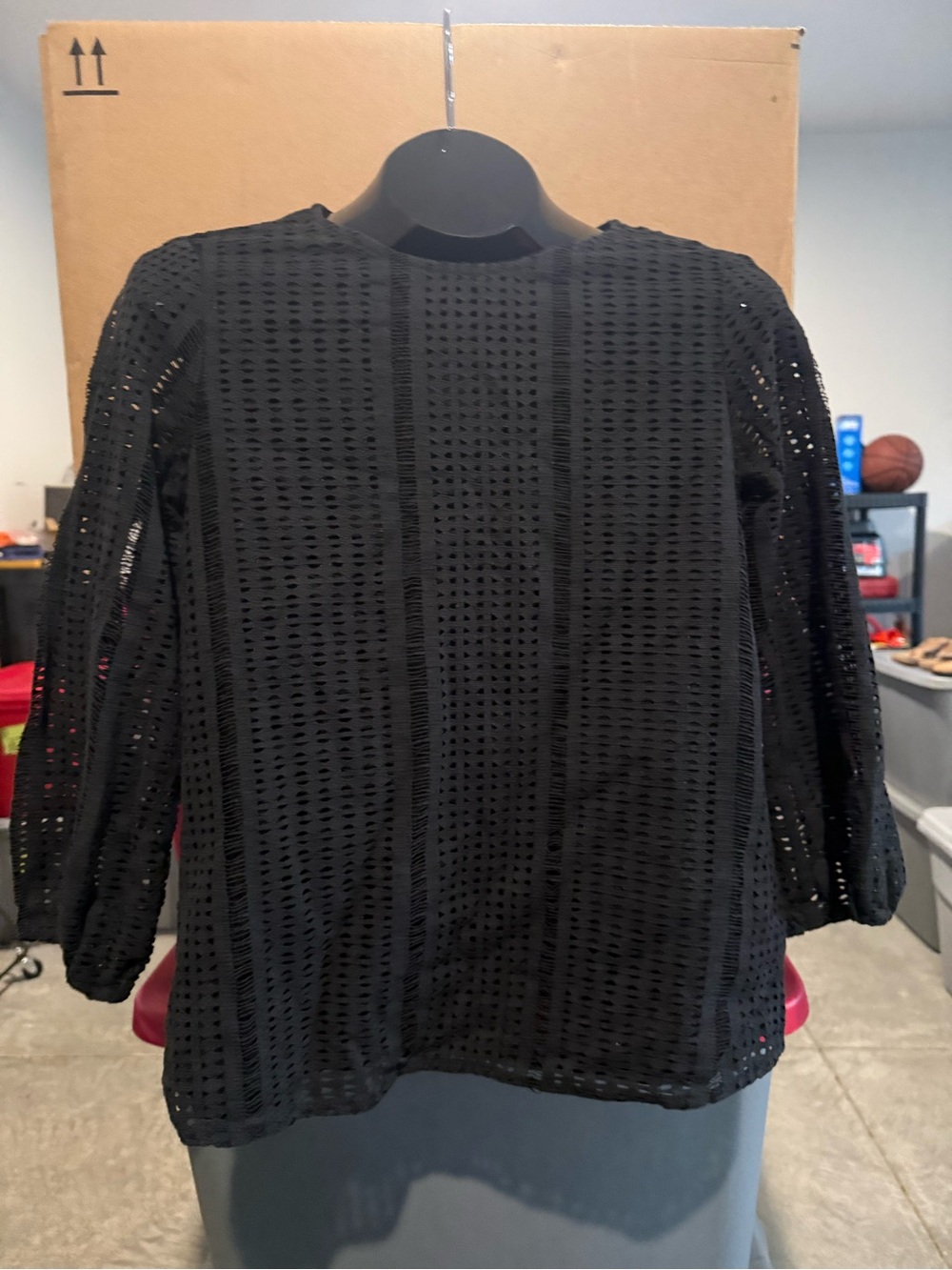 Black Openwork Knit Women’s Top p34